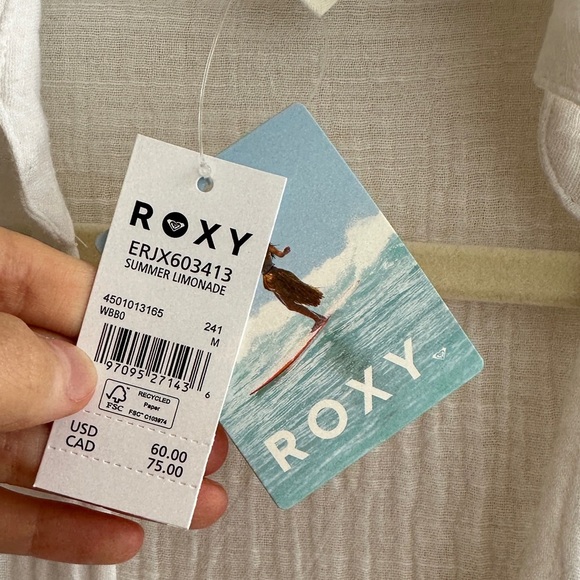 Roxy Summer Limonade White Shirt Dress for Women, Beach Coverup, Medium, NWT - Picture 6 of 16
